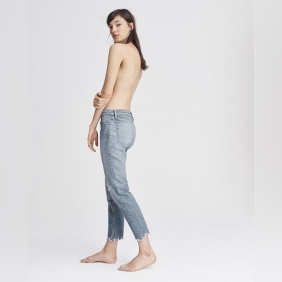 Rag & Bone Distressed Dre Low Rise Ankle Slim Boyfriend Jeans 24 EUC - Picture 2 of 16